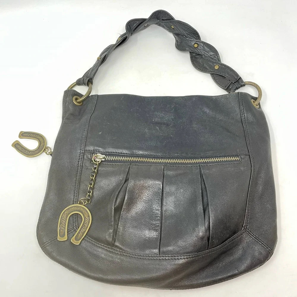 Betsy Johnson Vintage Black Vegan Leather Western Horseshoe Shoulder Bag - Picture 12 of 12
